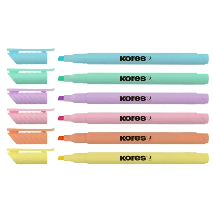 Teksta marķieri KORES HIGH LINER PASTEL, komplekts - 6 krāsas Фото num