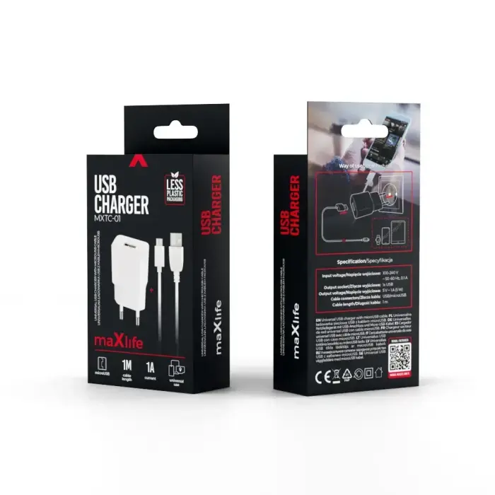 Maxlife MXTC-01 зарядное устройство | 5W | USB-A | с проводом Micro USB в комплекте | белое Фото num