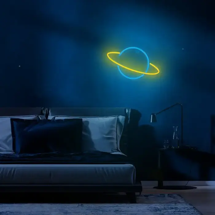 Neon LED Light SATURN yellow blue Bat + USB FLNE11 Forever Light Foto 7