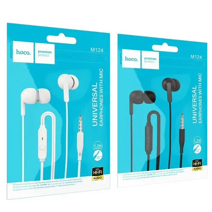 Wire earphones Jack 3,5 mm Hoco M124 white Фото num