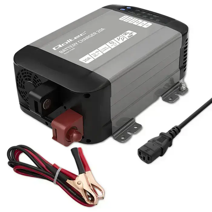 Qoltec Smart Monolith charger for LiFePO4 AGM GEL SLA batteries | 20A | 12V Photo