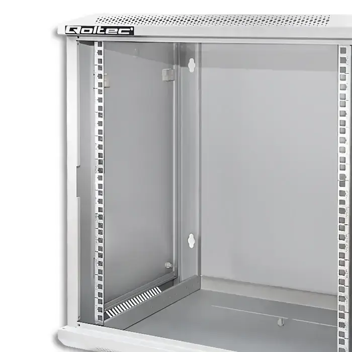 Qoltec RACK Cabinet 19" | 12U | 600 x 635 x 450 | Tempered doors | Hanging | Steel case | Lock | Grey Фото num