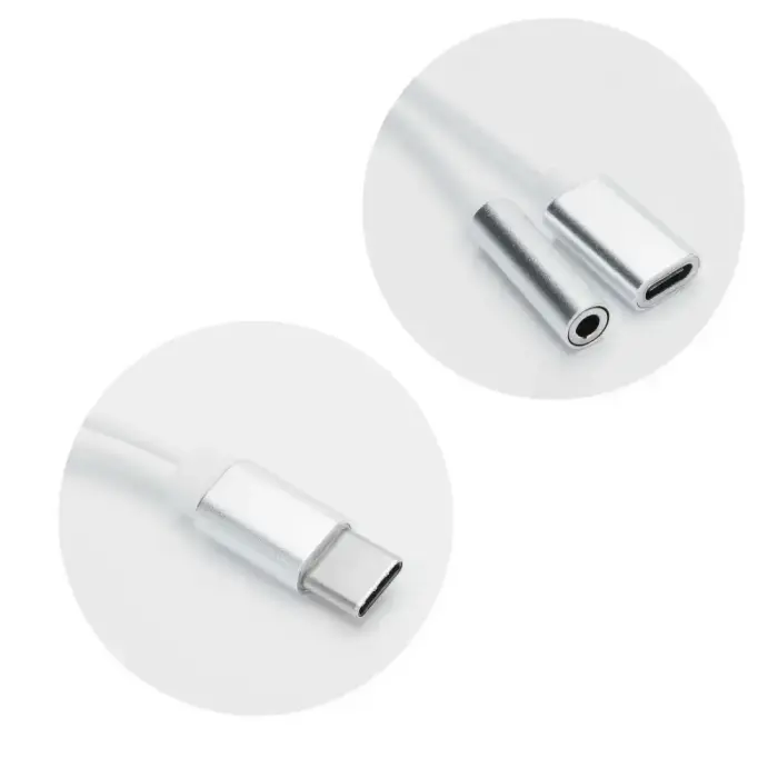 Adapter AUX 2in1 Type C (male) to Type C (female) / Jack 3,5 mm (female) white Photo