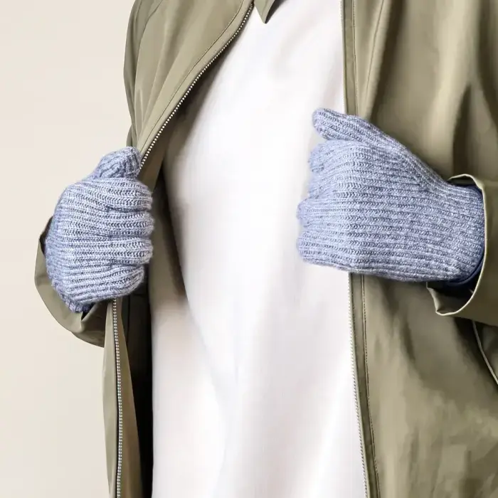 Braided telephone gloves with cut-outs for fingers - gray Foto 9