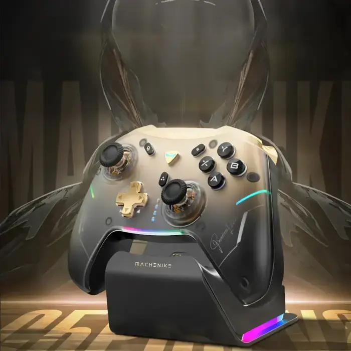 Machenike G5Pro Premium Edition Wireless Game Controller with Charging Station - Black and Gold Фото num