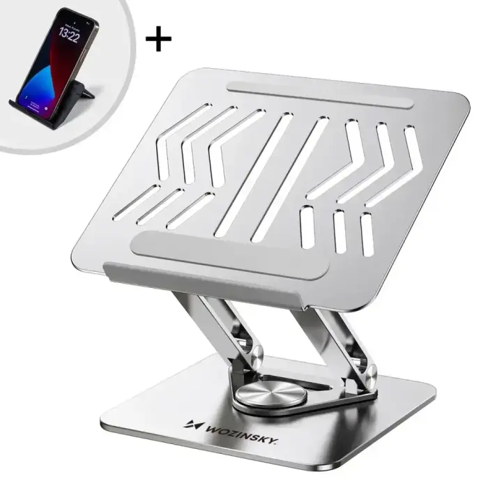 Wozinsky WRS-CPY84SS Aluminum Laptop and Tablet Stand + Free Smartphone Stand - Silver Фото num