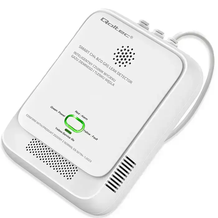 Qoltec Certified wireless Gas Leak (CH4) and Carbon monoxide (CO) detector | alarm 85dB | LED Фото num