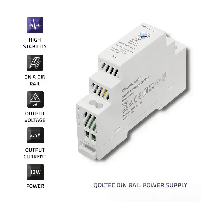 Qoltec DIN rail power supply | 12W | 5V | 2.4A Фото num