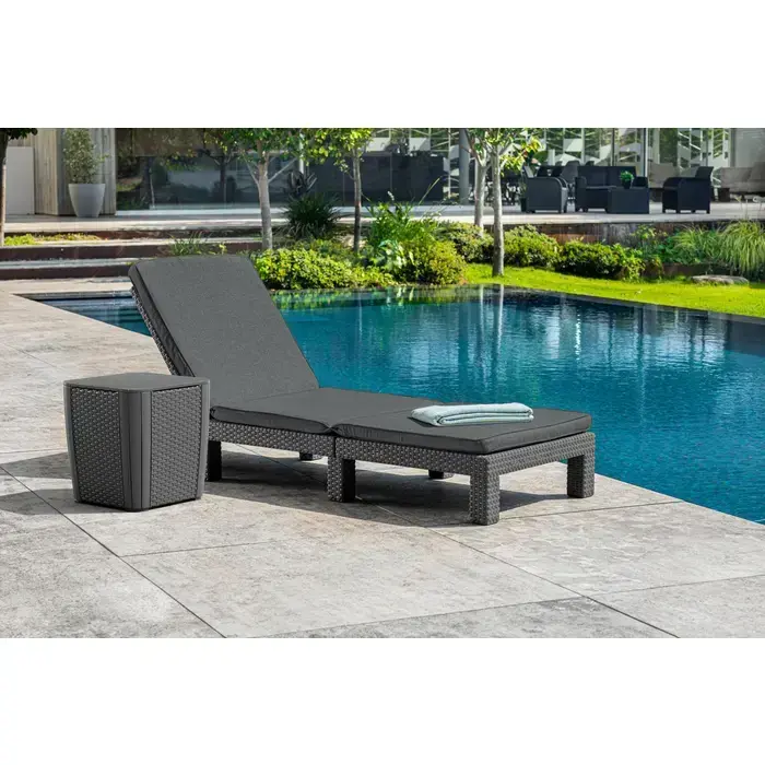 Garden table/storage box Luzon Flat Wicker, grey Photo