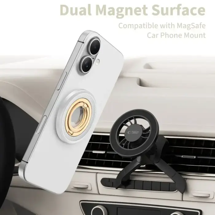 TECH-PROTECT MMR700 LAMANO MAGNETIC MAGSAFE PHONE RING TITANIUM/GOLD Photo