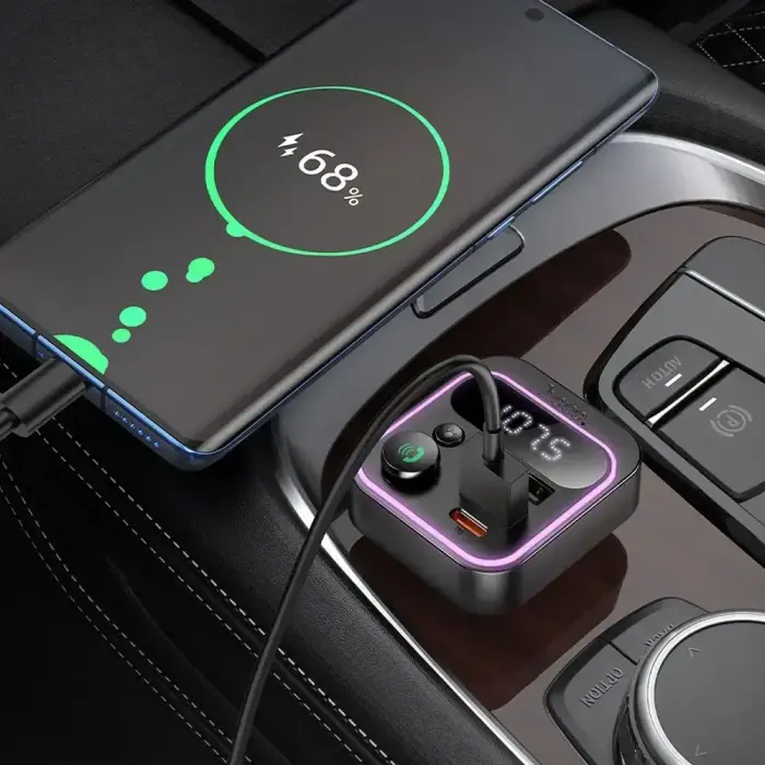 HOCO car transmitter FM bluetooth 2 x USB A + Type C PD QC3.0 20W E85 black Фото num