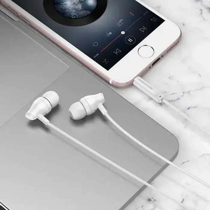 Borofone Earphones BM61 Wanderer with microphone white Фото num