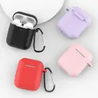 Case for AirPods 2 / AirPods 1 silicone soft case for headphones + keychain carabiner pendant pink (case D) Photo