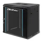 Qoltec RACK Cabinet 19" | 12U | 600 x 635 x 450 | Tempered doors | Hanging | Steel case | Lock | Black Фото num
