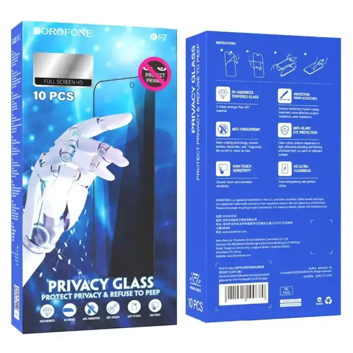 Borofone Tempered glass BF7 Diamond Armor Full Screen Anti-spy for Iphone X/XS/11 Pro - 10 pieces Foto 8