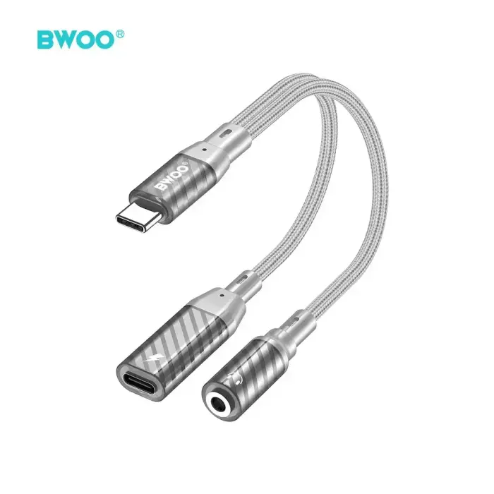 BWOO 2 in 1 Adapter Lightning / Type C to 3.5MM Jack BZ67 Фото num