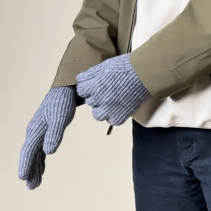Braided telephone gloves with cut-outs for fingers - gray Foto 5