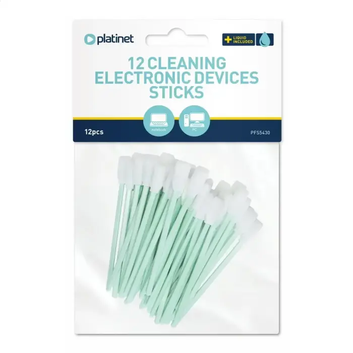 Platinet PFS5430 Cleaning sticks for devices | 12pcs | Non Alcoholic liquid 2x2ml Photo