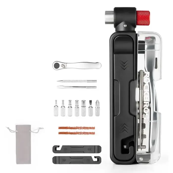 Rockbros Multitool Bike Tool Set with CO2 Pump and Ratchet Wrench - Black Foto 3