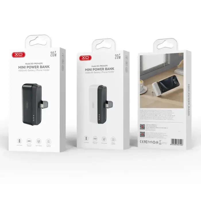 XO mini PR244 ārējais akumulators (powerbank) | 5000 mAh | 20W | Lightning | melns Foto 5