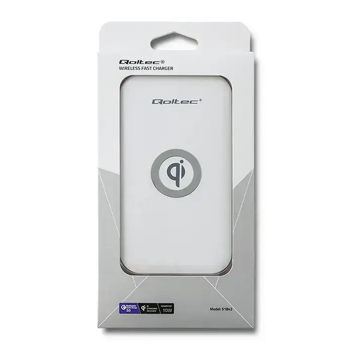 Qoltec Induction Wireless Charger | Qualcomm QuickCharge 3.0 | 10W | white Photo
