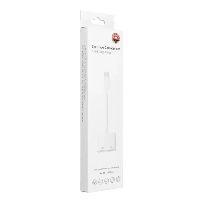 Adaptor AUX 2in1 Type C (male) to Type C (female) / Type C (female) BOX black [DAC] Photo