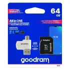 GOODRAM Memory MicroSD Card All in one - 64GB with adapter UHS I CLASS 10 100MB/s + reader Фото num