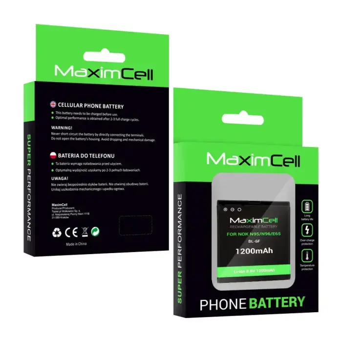 Maximcell Battery for Nokia N95/N96/E65 (BL-6F) 1200mAh Li-ion Photo