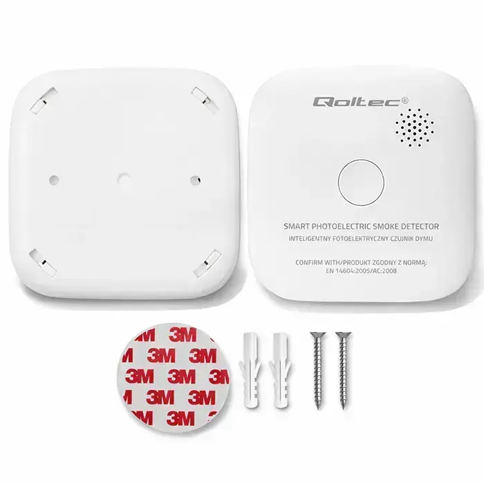 Qoltec Certified Wireless Smoke Detector with Battery | Sensor life: 10 years | Battery life: 10 years | Alarm: 85dB | LED Фото num