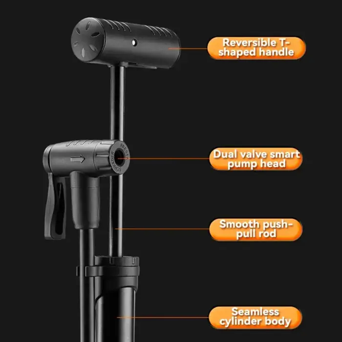 Rockbros 42310006001 bicycle pump with pressure gauge - black Фото num