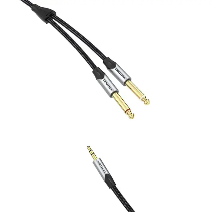 Audio cable mini jack 3.5mm to 2x jack 6.35mm male Vention BARHK 8m Foto 7