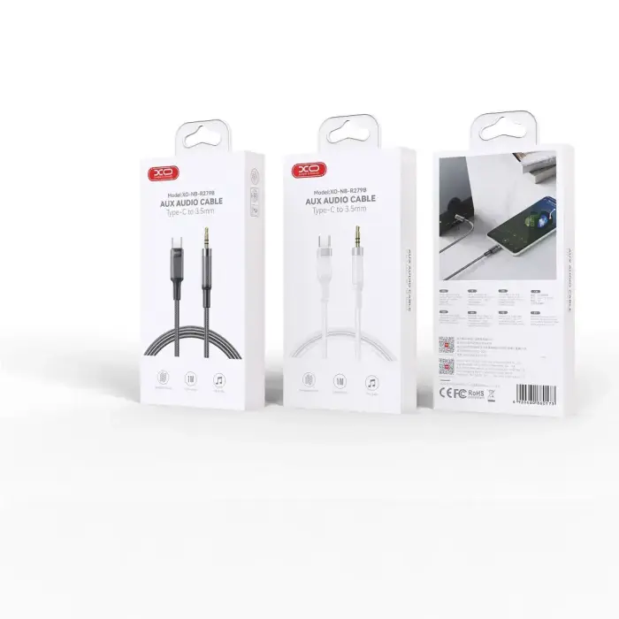 XO cable audio NB-R279B USB-C - jack 3,5mm 1,0m white Foto 3