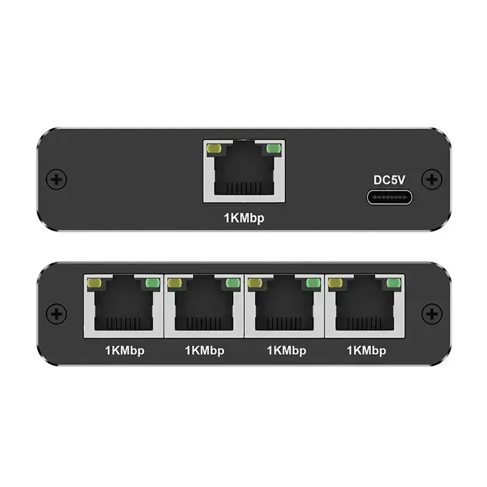 Qoltec Splitter Ethernet mini SWITCH 1x4 RJ45 | 1000Mb/s | USB-C | Aluminium Foto 24