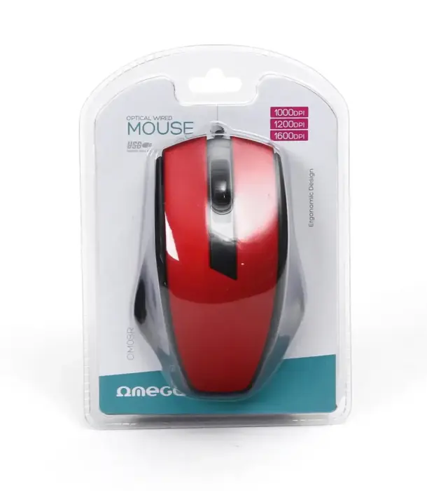 Omega OM08R computer mouse | 1000 DPI | USB | red Photo