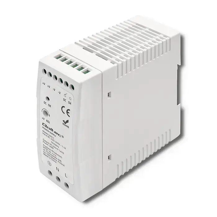 Qoltec DIN rail power supply | 40W | 24V | 1.67A | White | Slim Фото num