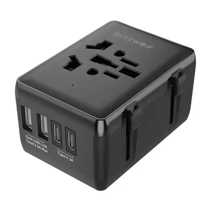 Blitzwolf BW-TA1 4-in-1 Travel Adapter 2xUSB + C + PD 20W Фото num