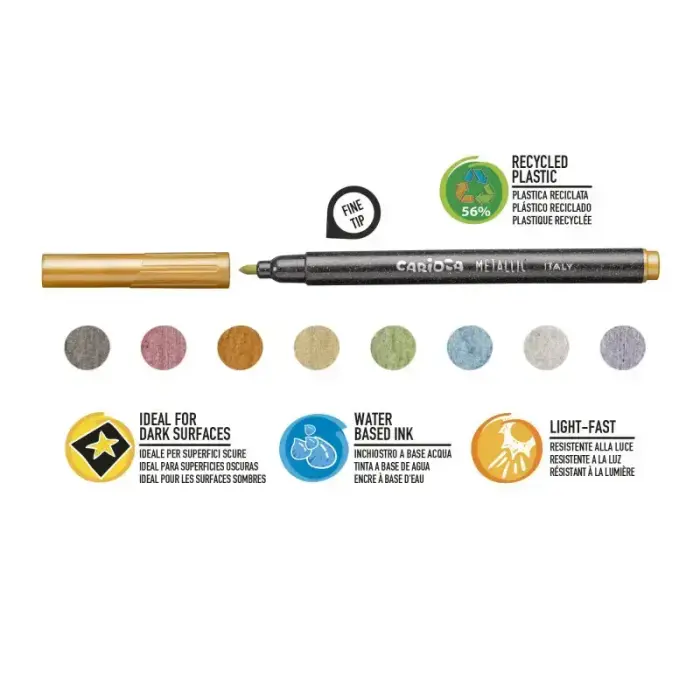 Flomasteri CARIOCA Metallic FineMarker Box 8 gab Foto 3