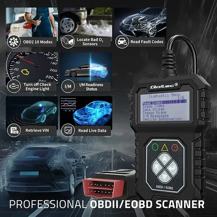 Qoltec Digital OBD2 EOBD diagnostic Tester Interface ProLine  | 8V-25V | Dual System Photo