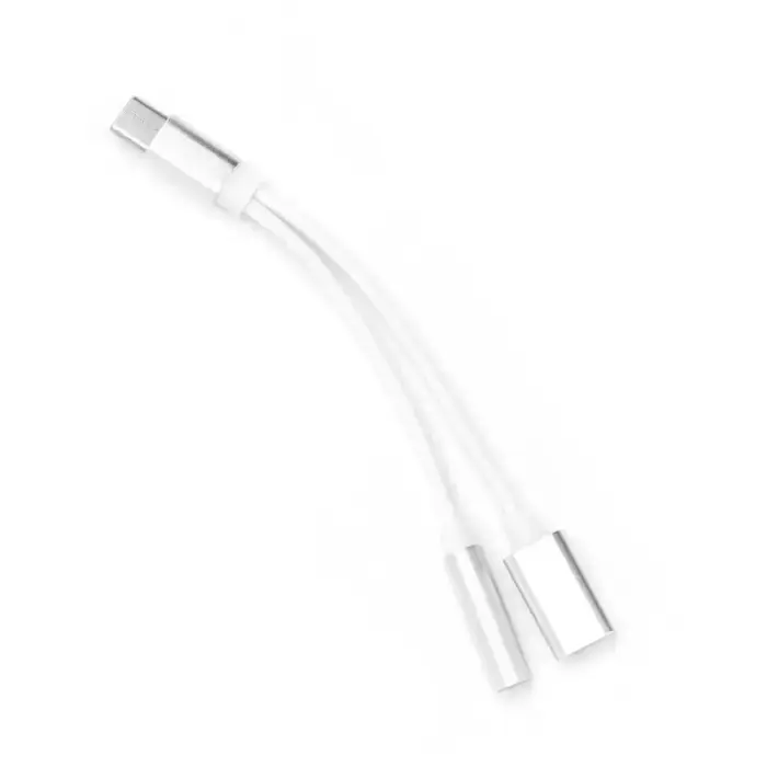 Adapter AUX 2in1 Type C (male) to Type C (female) / Jack 3,5 mm (female) white Photo