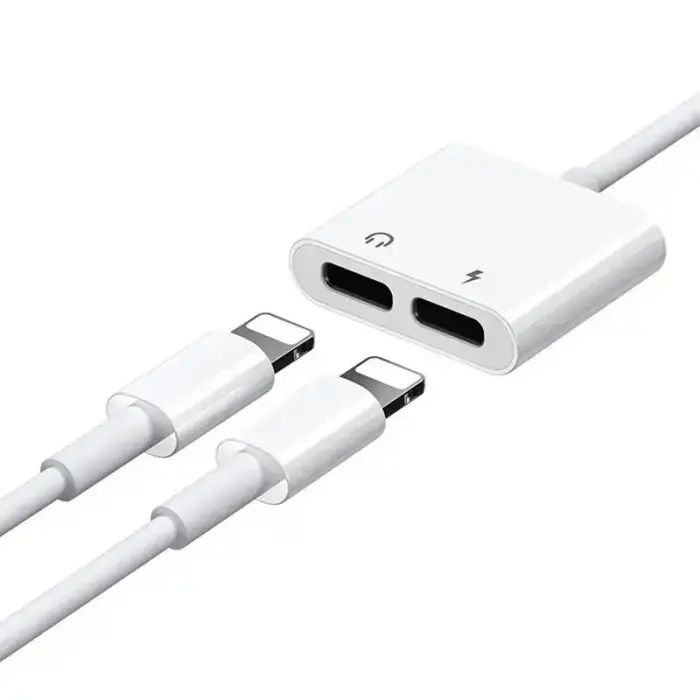 Joyroom S-Y104 lightning - 2x lightning headphone adapter audio and charging white Photo