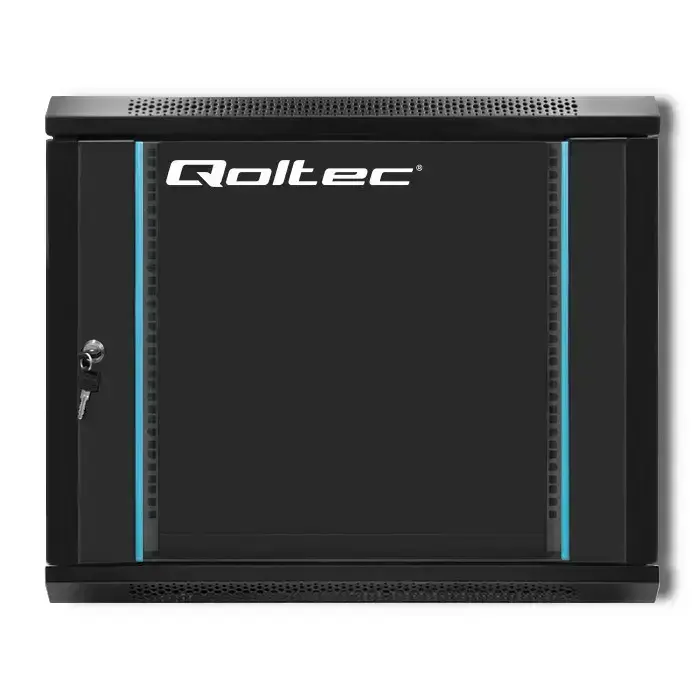 Qoltec RACK Cabinet 19" | 9U | 600 x 500 x 450 | Tempered doors | Hanging | Steel case | Lock | Black Фото num
