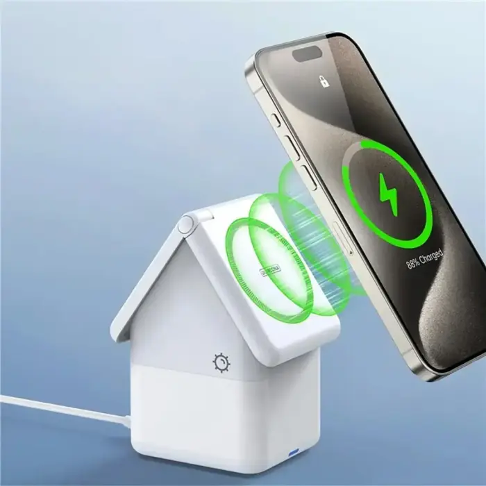 Duzzona W20 15W 4in1 inductive charger for iPhone | AirPods | Apple Watch with night lamp - white Фото num