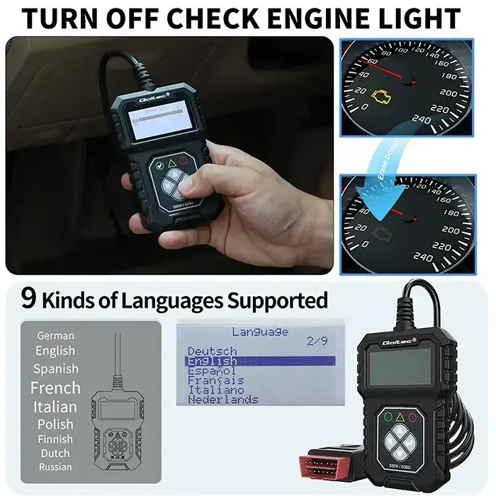 Qoltec Digital OBD2 EOBD diagnostic Tester Interface ProLine  | 8V-25V | Dual System Photo