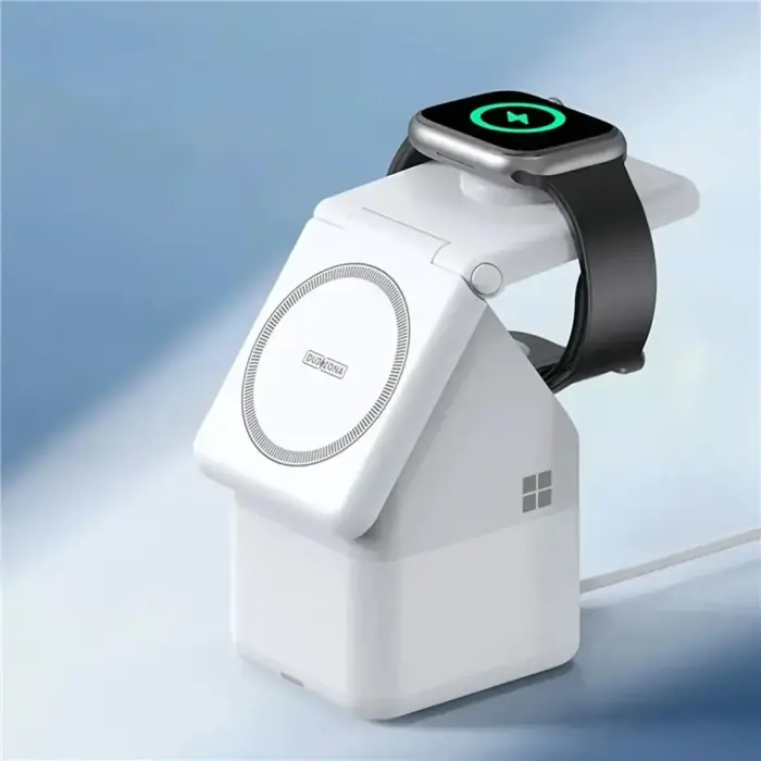 Duzzona W20 15W 4in1 inductive charger for iPhone | AirPods | Apple Watch with night lamp - white Фото num