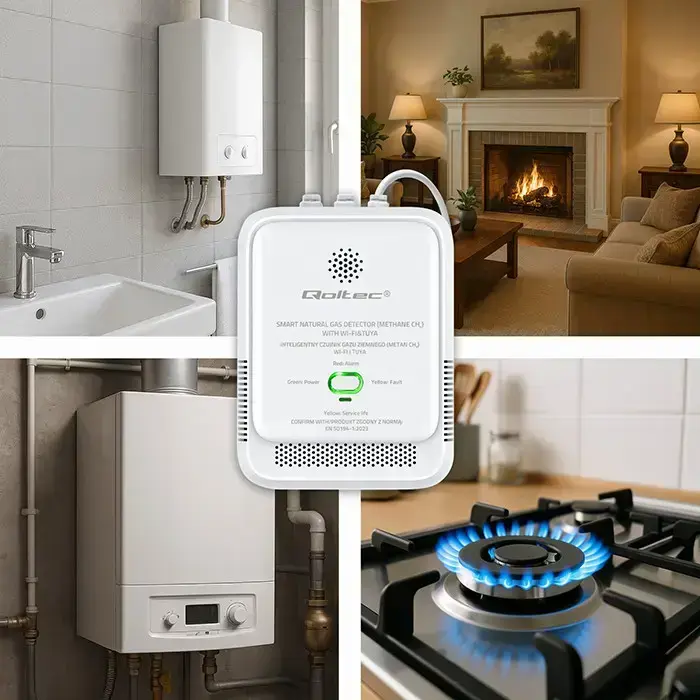 Qoltec Certified Natural Gas Leak Sensor | CH4 detector | NG | Tuya | Wi-Fi | 85dB alarm | LED  Фото num